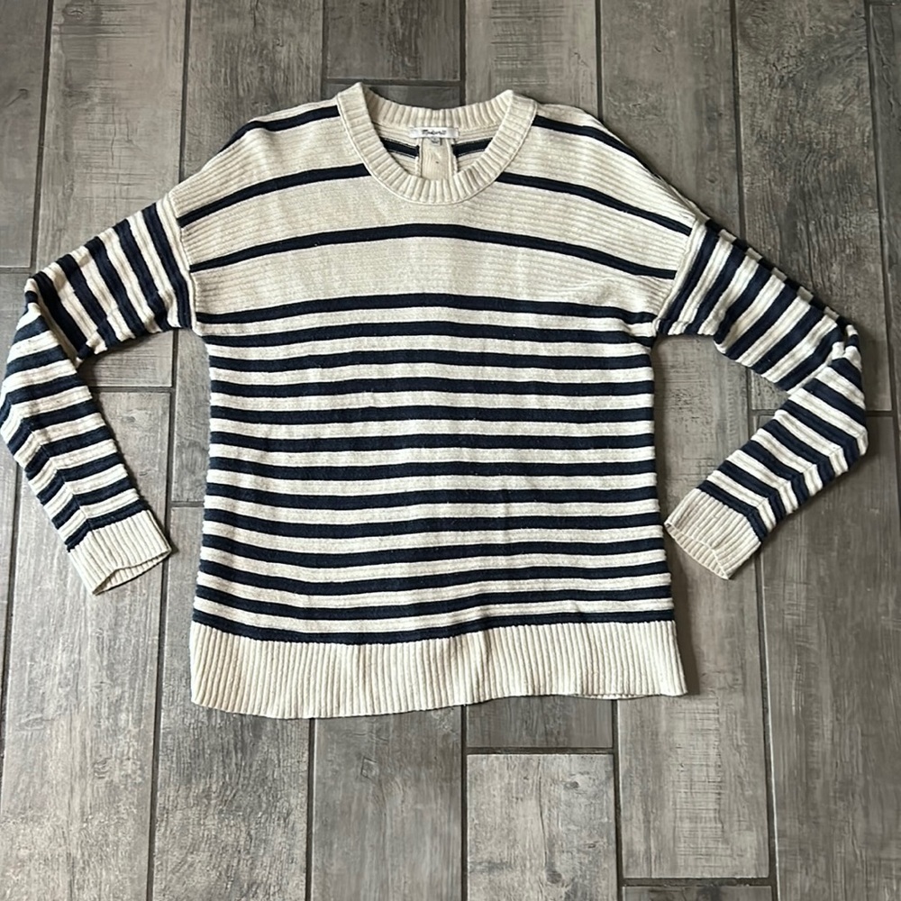 Madewell Stripe Button-Back Pullover Sweater Wome… - image 1